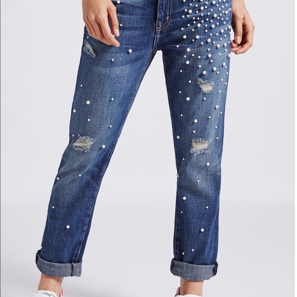 Current/Elliott pearl embellished jeans